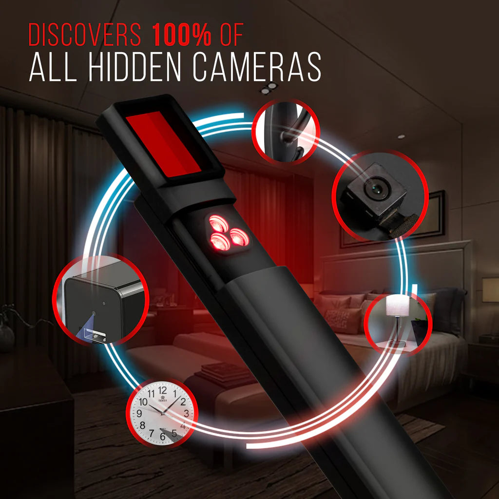 Best hidden camera detector scanning a bedroom for covert devices – Ensure your privacy by detecting hidden cameras disguised as fire alarms or household objects.